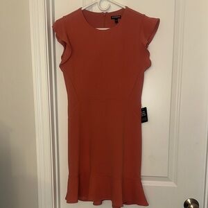 Express Terracotta Mini Dress with Ruffle Hem